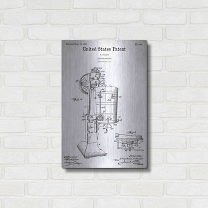 Luxe Metal Art 'Ice Cream Machine Blueprint Patent White' Acrylic Glass Wall Art,16x24