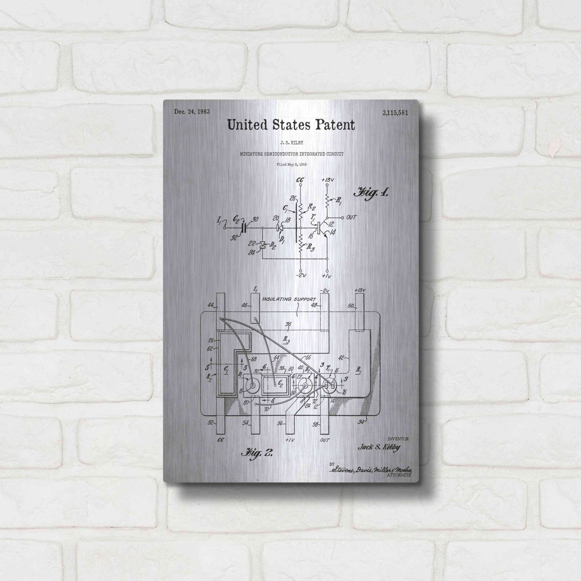 Luxe Metal Art 'Integrated Circuit Blueprint Patent White' Acrylic Glass Wall Art,12x16