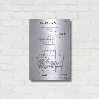 Luxe Metal Art 'Integrated Circuit Blueprint Patent White' Acrylic Glass Wall Art,16x24