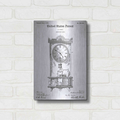 Luxe Metal Art 'Mantel Clock Blueprint Patent White' Acrylic Glass Wall Art,12x16