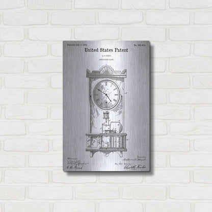 Luxe Metal Art 'Mantel Clock Blueprint Patent White' Acrylic Glass Wall Art,16x24