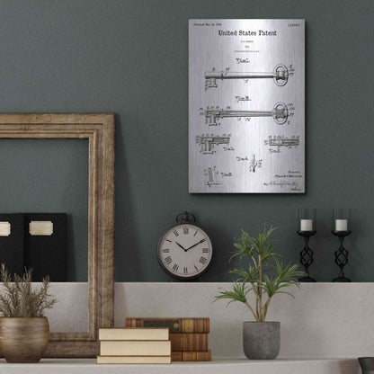 Luxe Metal Art 'Vintage Key Blueprint Patent White' Acrylic Glass Wall Art,12x16