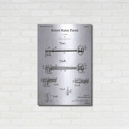 Luxe Metal Art 'Vintage Key Blueprint Patent White' Acrylic Glass Wall Art,24x36