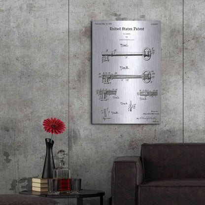 Luxe Metal Art 'Vintage Key Blueprint Patent White' Acrylic Glass Wall Art,24x36