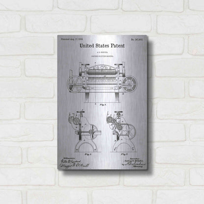 Luxe Metal Art 'Leather Splitting Machine Blueprint Patent White' Acrylic Glass Wall Art,12x16