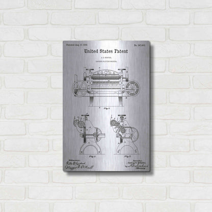 Luxe Metal Art 'Leather Splitting Machine Blueprint Patent White' Acrylic Glass Wall Art,16x24