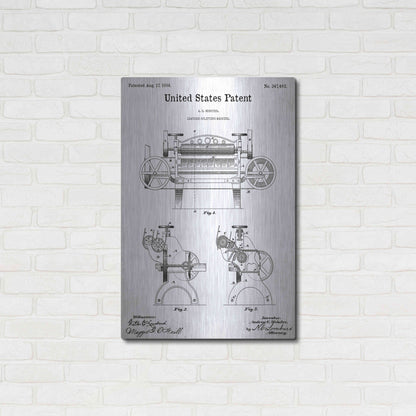Luxe Metal Art 'Leather Splitting Machine Blueprint Patent White' Acrylic Glass Wall Art,24x36