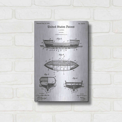 Luxe Metal Art 'Lifeboat Blueprint Patent White' Acrylic Glass Wall Art,12x16