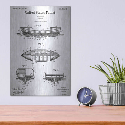 Luxe Metal Art 'Lifeboat Blueprint Patent White' Acrylic Glass Wall Art,12x16