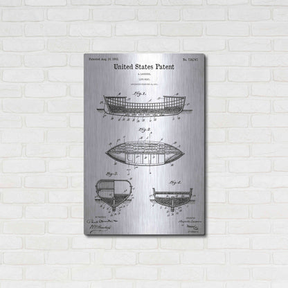 Luxe Metal Art 'Lifeboat Blueprint Patent White' Acrylic Glass Wall Art,24x36