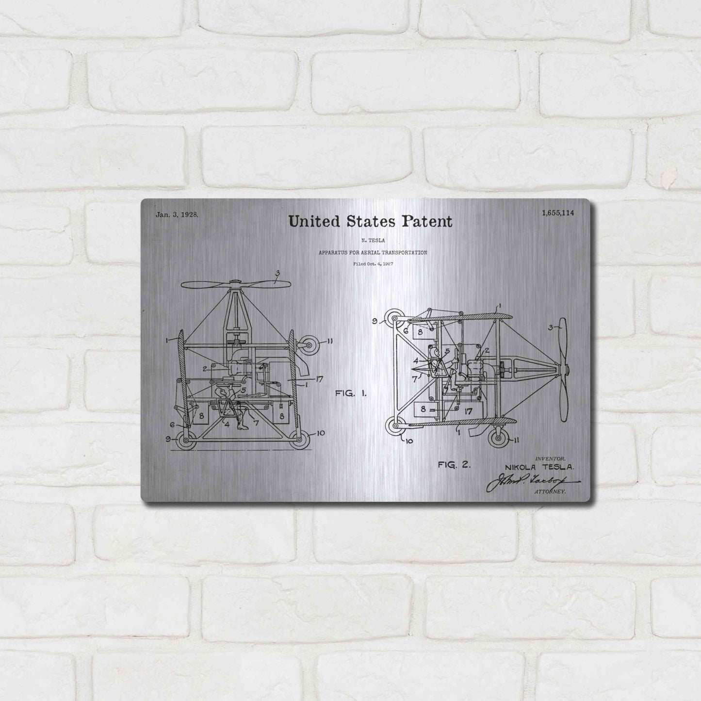 Luxe Metal Art 'Aerial Blueprint Patent White' Acrylic Glass Wall Art,16x12