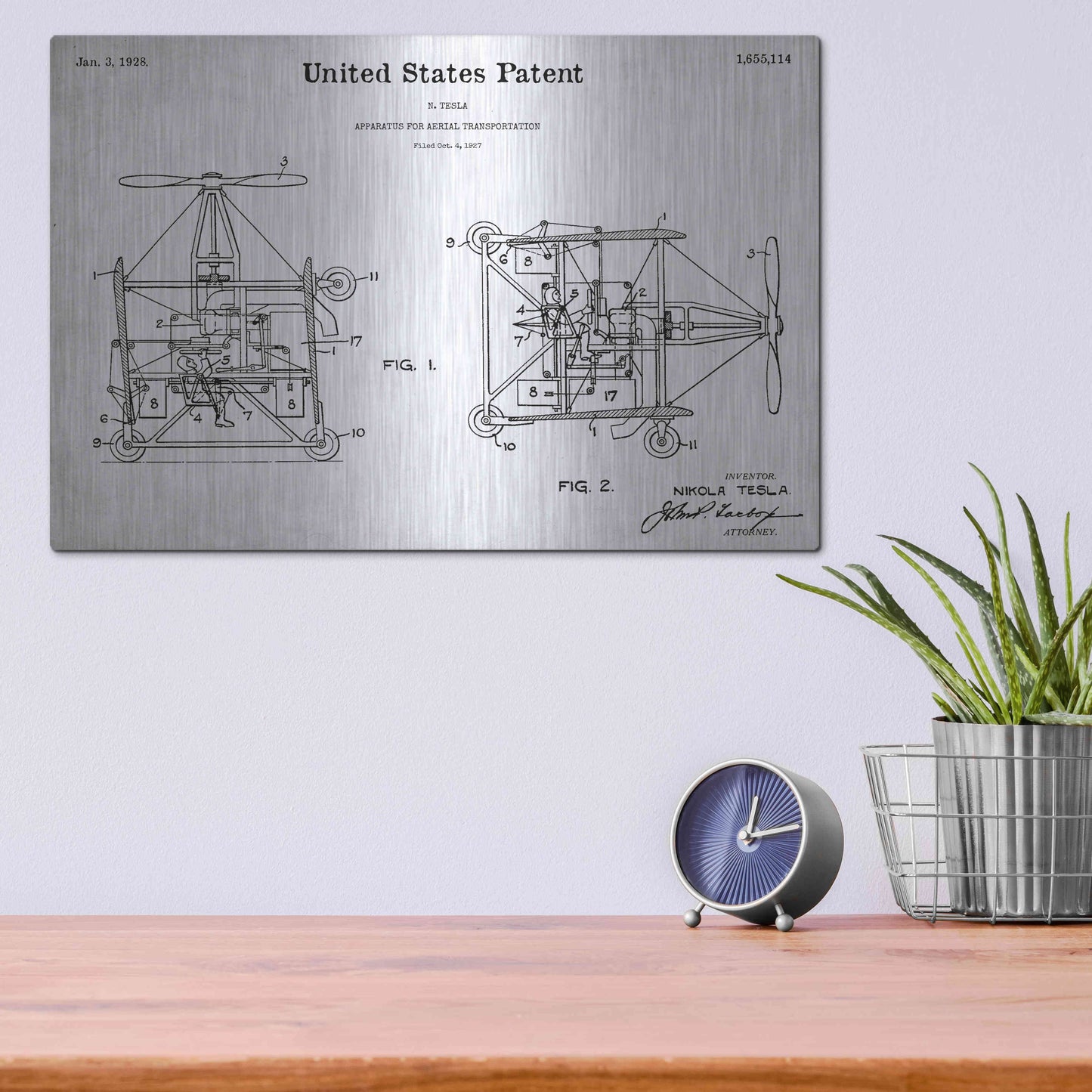 Luxe Metal Art 'Aerial Blueprint Patent White' Acrylic Glass Wall Art,16x12