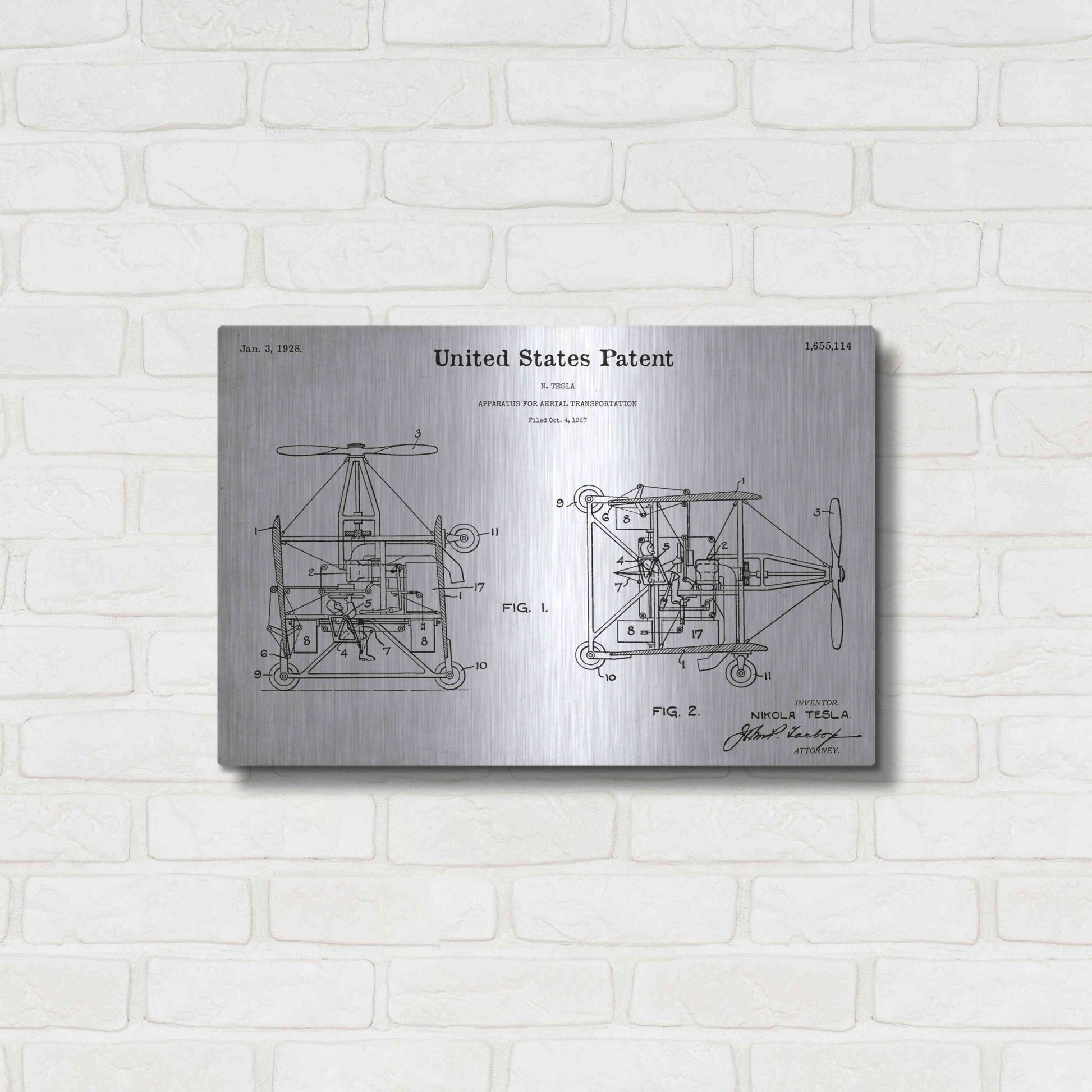 Luxe Metal Art 'Aerial Blueprint Patent White' Acrylic Glass Wall Art,24x16