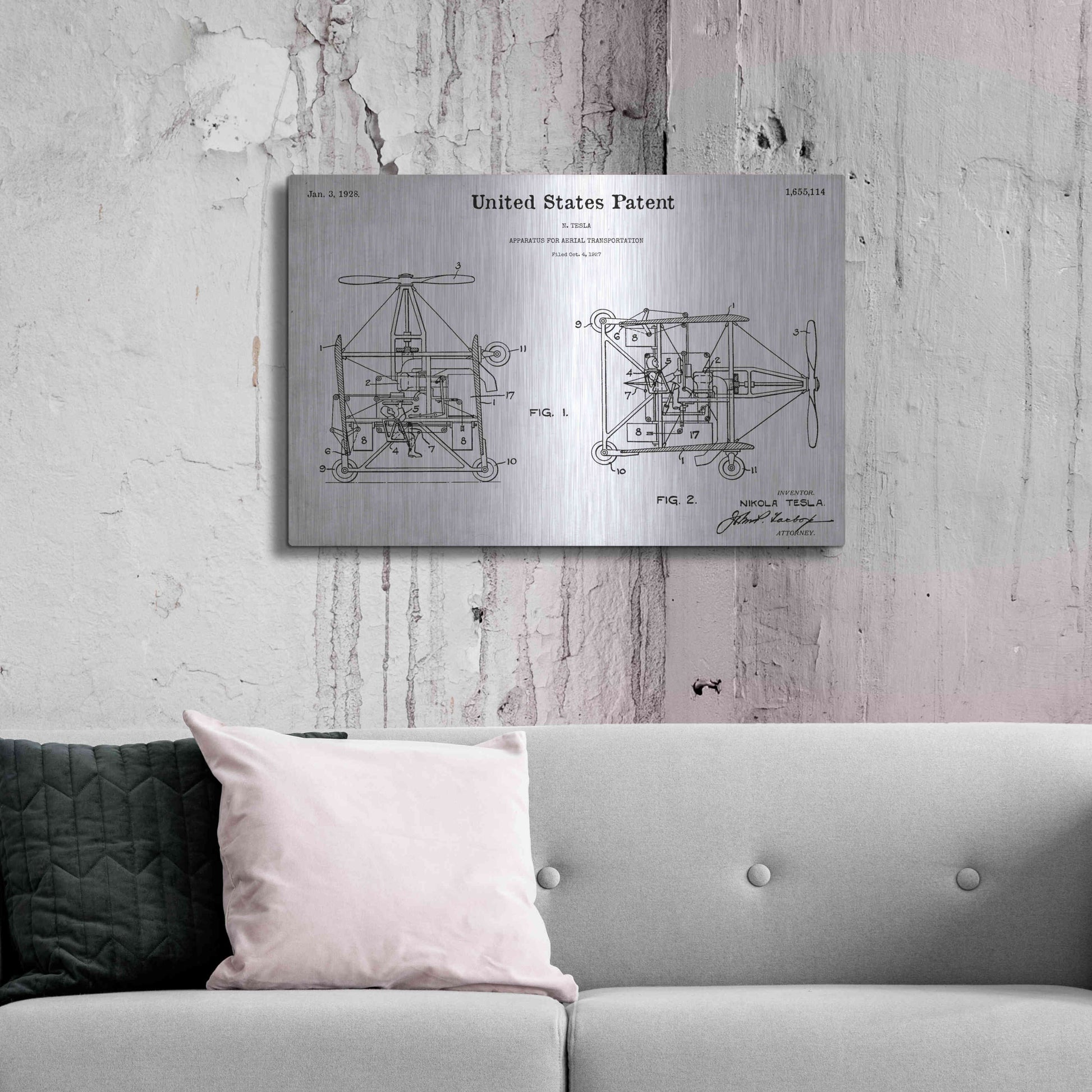 Luxe Metal Art 'Aerial Blueprint Patent White' Acrylic Glass Wall Art,36x24