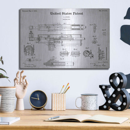 Luxe Metal Art 'Machine Gun Blueprint Patent White' Acrylic Glass Wall Art,16x12