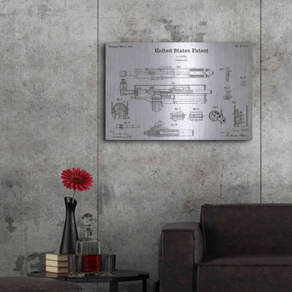 Luxe Metal Art 'Machine Gun Blueprint Patent White' Acrylic Glass Wall Art,36x24