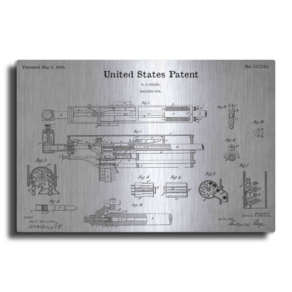 Luxe Metal Art 'Machine Gun Blueprint Patent White' Acrylic Glass Wall Art