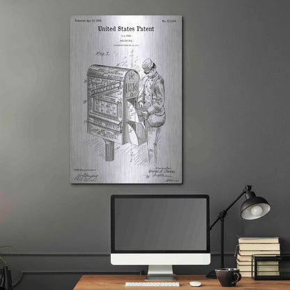 Luxe Metal Art 'Mailbox Blueprint Patent White' Acrylic Glass Wall Art,24x36