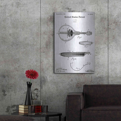 Luxe Metal Art 'Mandolin Blueprint Patent White' Acrylic Glass Wall Art,24x36