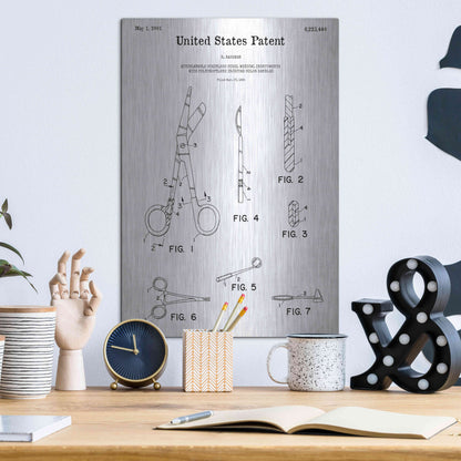 Luxe Metal Art 'Medical Instruments Blueprint Patent White' Acrylic Glass Wall Art,12x16