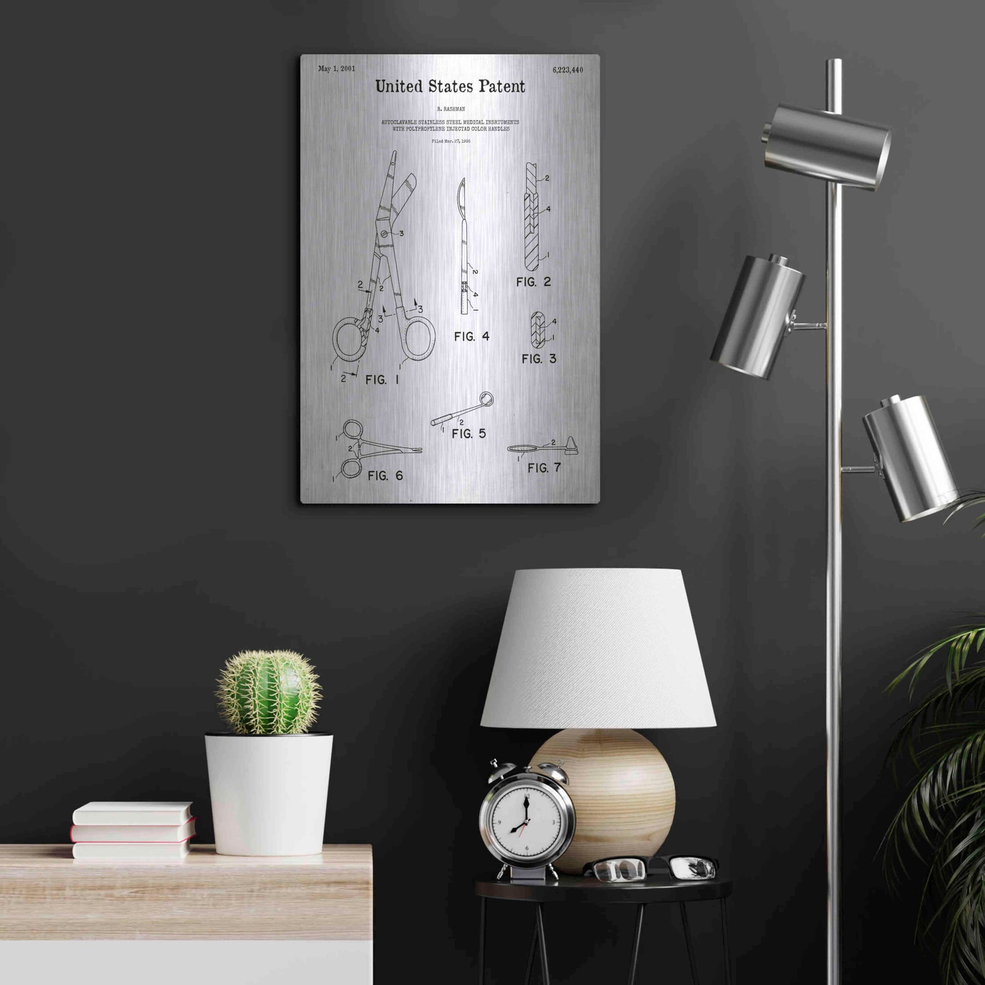 Luxe Metal Art 'Medical Instruments Blueprint Patent White' Acrylic Glass Wall Art,16x24