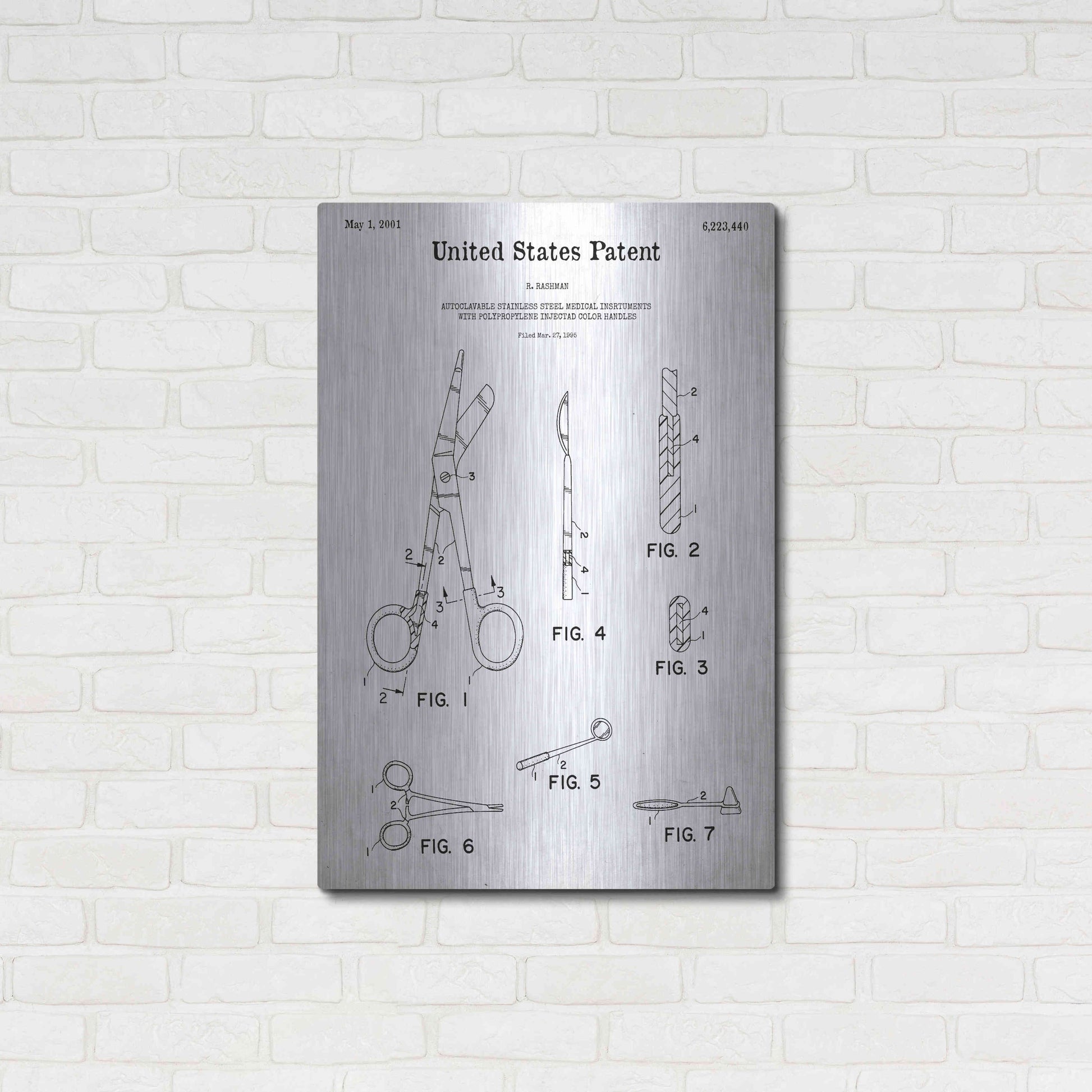 Luxe Metal Art 'Medical Instruments Blueprint Patent White' Acrylic Glass Wall Art,24x36