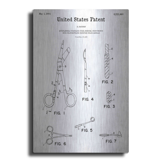 Luxe Metal Art 'Medical Instruments Blueprint Patent White' Acrylic Glass Wall Art