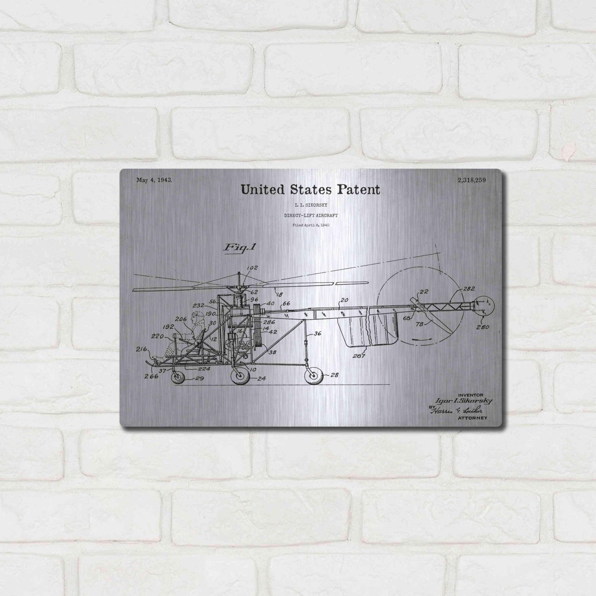 Luxe Metal Art 'Direct-Lift Aircraft Blueprint Patent White' Acrylic Glass Wall Art,16x12