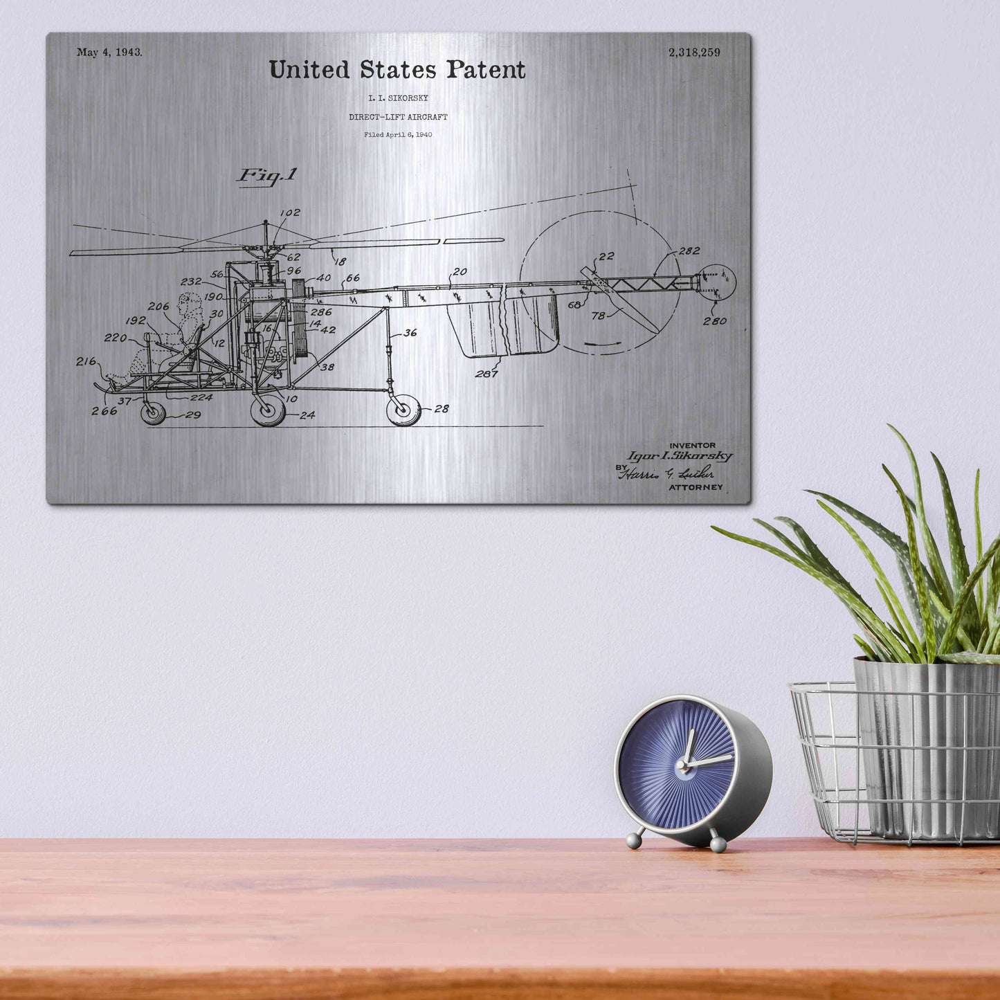 Luxe Metal Art 'Direct-Lift Aircraft Blueprint Patent White' Acrylic Glass Wall Art,16x12