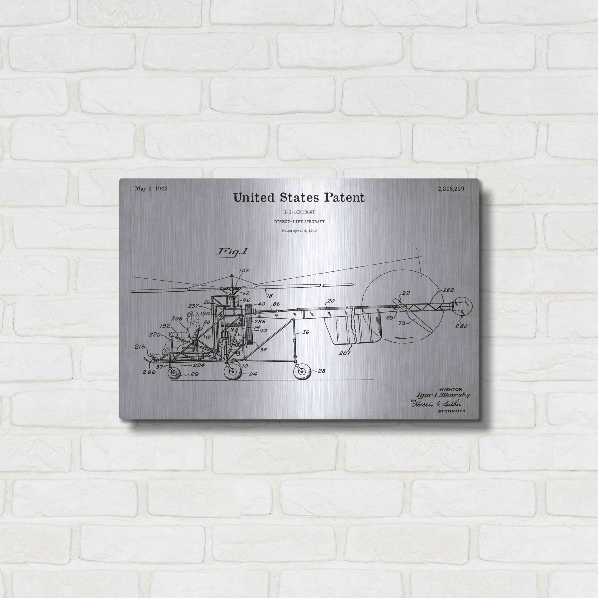 Luxe Metal Art 'Direct-Lift Aircraft Blueprint Patent White' Acrylic Glass Wall Art,24x16