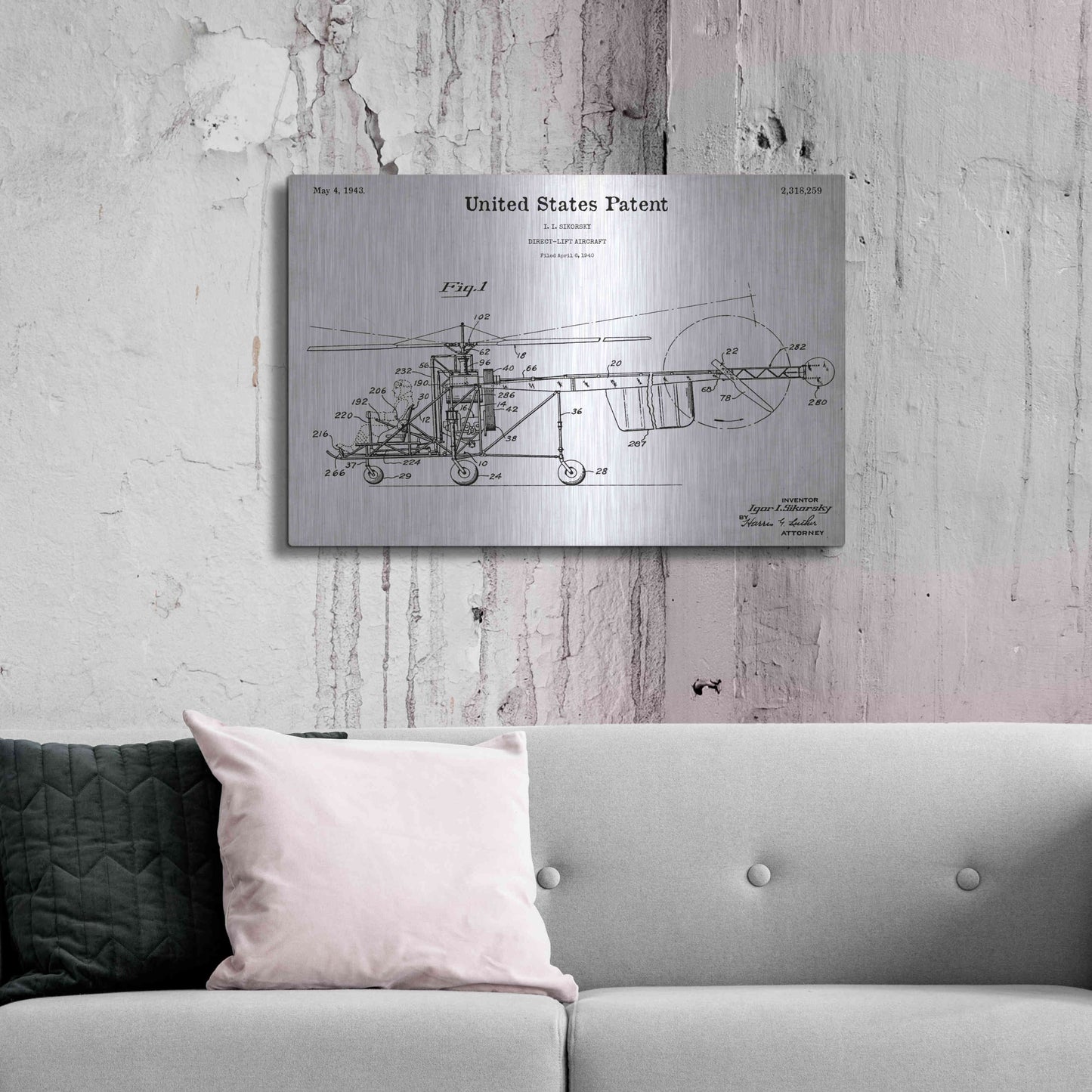 Luxe Metal Art 'Direct-Lift Aircraft Blueprint Patent White' Acrylic Glass Wall Art,36x24