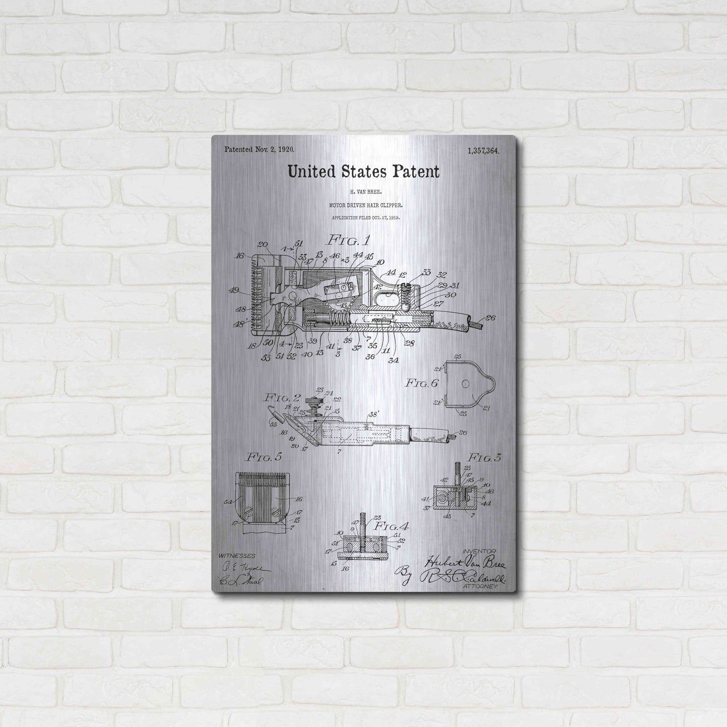 Luxe Metal Art 'Motor Hair Clipper Blueprint Patent White' Acrylic Glass Wall Art,24x36