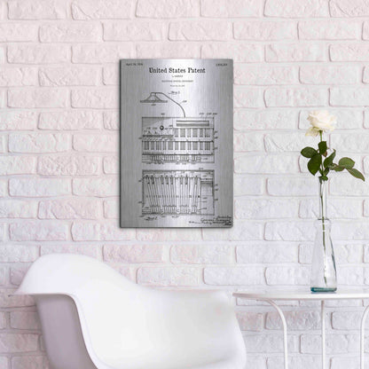 Luxe Metal Art 'Keyboard Instrument Blueprint Patent White' Acrylic Glass Wall Art,16x24