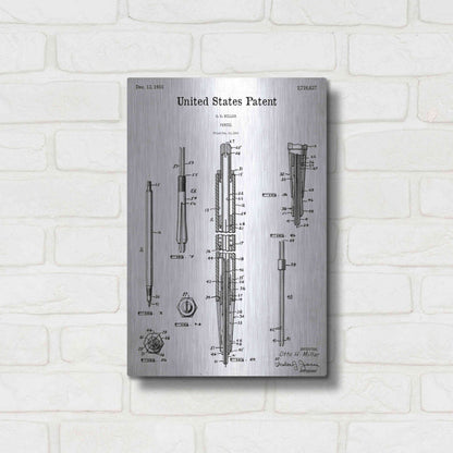 Luxe Metal Art 'Mechanical Pencil Blueprint Patent White' Acrylic Glass Wall Art,12x16