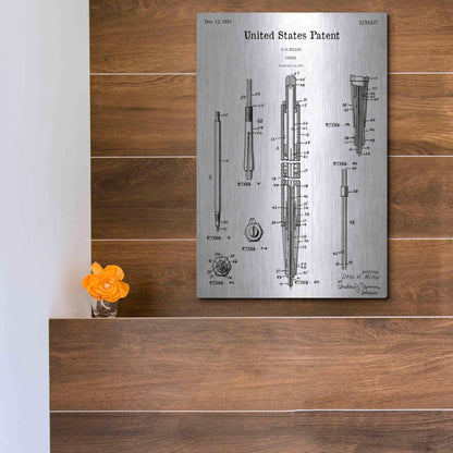 Luxe Metal Art 'Mechanical Pencil Blueprint Patent White' Acrylic Glass Wall Art,12x16