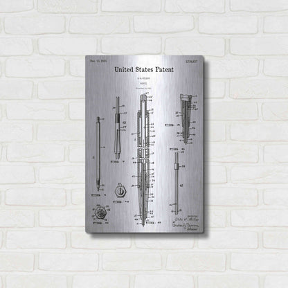 Luxe Metal Art 'Mechanical Pencil Blueprint Patent White' Acrylic Glass Wall Art,16x24