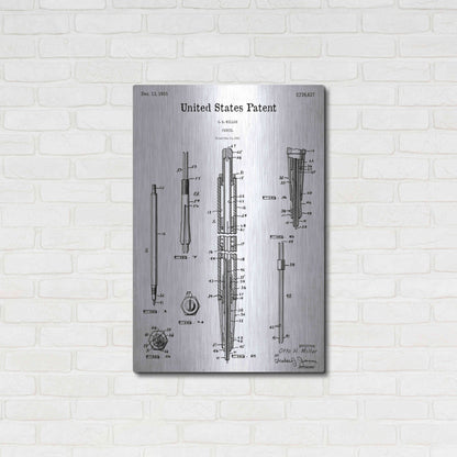 Luxe Metal Art 'Mechanical Pencil Blueprint Patent White' Acrylic Glass Wall Art,24x36