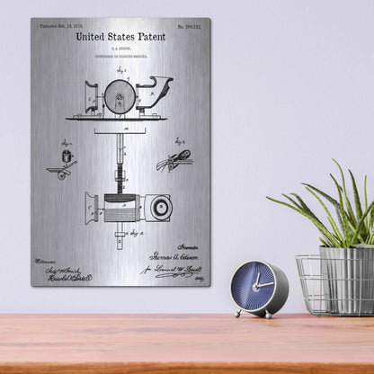 Luxe Metal Art 'Phonograph Blueprint Patent White' Acrylic Glass Wall Art,12x16