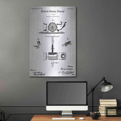 Luxe Metal Art 'Phonograph Blueprint Patent White' Acrylic Glass Wall Art,24x36