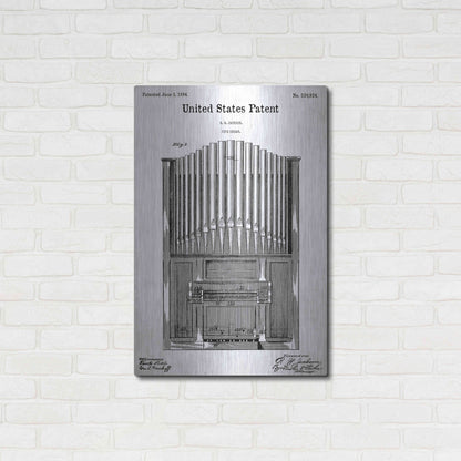 Luxe Metal Art 'Pipe Organ Blueprint Patent White' Acrylic Glass Wall Art,24x36