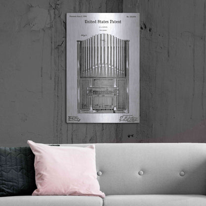 Luxe Metal Art 'Pipe Organ Blueprint Patent White' Acrylic Glass Wall Art,24x36