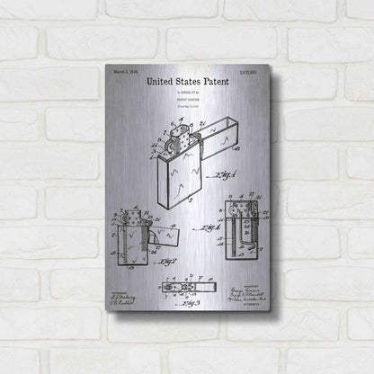 Luxe Metal Art 'Pocket Lighter Blueprint Patent White' Acrylic Glass Wall Art,12x16