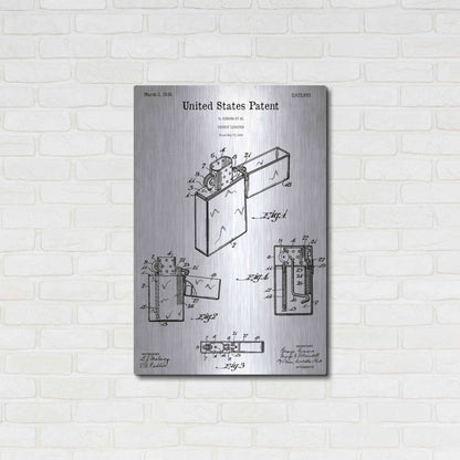 Luxe Metal Art 'Pocket Lighter Blueprint Patent White' Acrylic Glass Wall Art,24x36