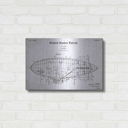 Luxe Metal Art 'Pony Blimp Blueprint Patent White' Acrylic Glass Wall Art,24x16