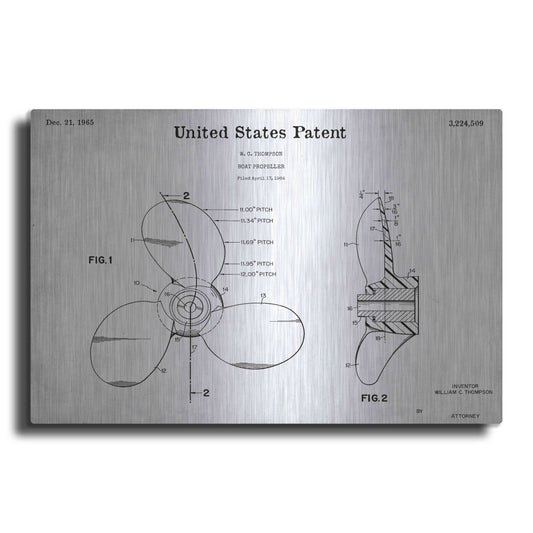 Luxe Metal Art 'Boat Propeller Blueprint Patent White' Acrylic Glass Wall Art