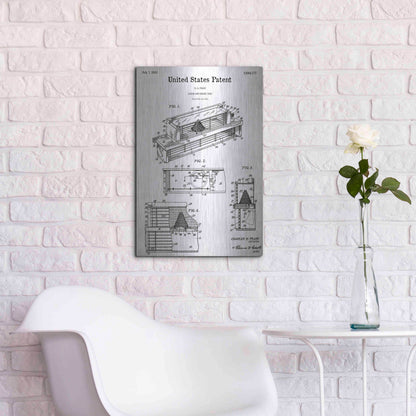 Luxe Metal Art 'Queen and Drone Trap Blueprint Patent White' Acrylic Glass Wall Art,16x24