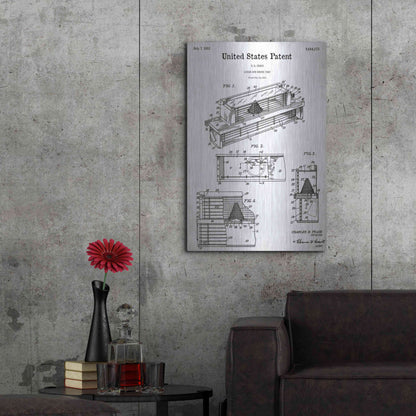 Luxe Metal Art 'Queen and Drone Trap Blueprint Patent White' Acrylic Glass Wall Art,24x36