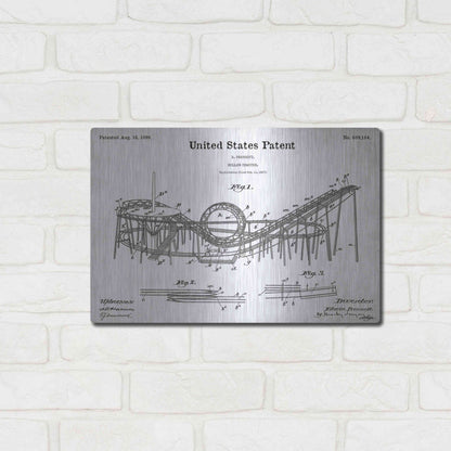 Luxe Metal Art 'Roller Coaster Blueprint Patent White' Acrylic Glass Wall Art,16x12