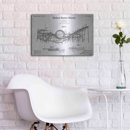 Luxe Metal Art 'Roller Coaster Blueprint Patent White' Acrylic Glass Wall Art,24x16