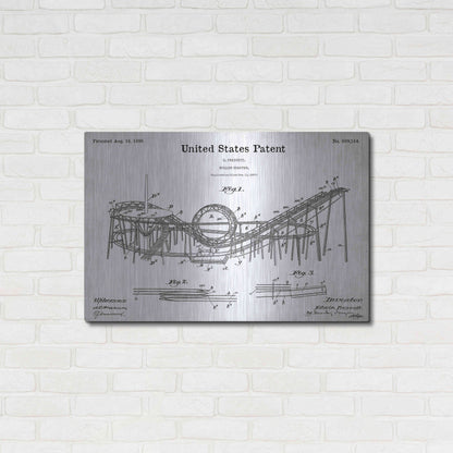 Luxe Metal Art 'Roller Coaster Blueprint Patent White' Acrylic Glass Wall Art,36x24